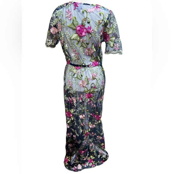 LuLaRoe Floral Embroidered Maxi Dress - Pink and Green - Picture 2 of 9